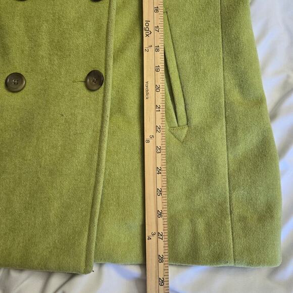 Lands End Wool Blend Pea Coat Women Size 10 Lime Green Quiet Luxury Brat Classic - Picture 12 of 12